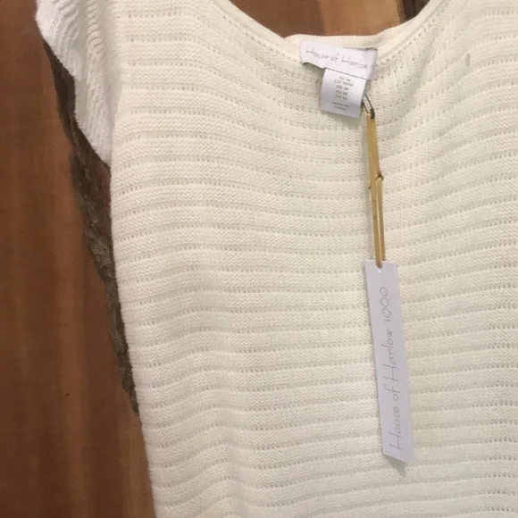 HOUSE OF HARLOW 1960 NWT Little White Knit Dress Flutter Midi Easter Summer - Picture 7 of 14